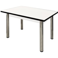 Кухонный стол Solt СТД-11 с обвязкой (белый/кромка черная/ноги хром)