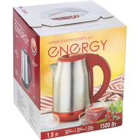 Электрический чайник Energy E-201 (стальной/красный)