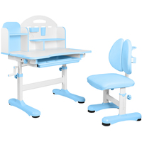 Детский стол Anatomica Fiona с надстройкой и ящиком (белый/голубой)
