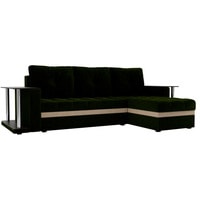 Угловой диван Craftmebel Атланта М угловой 2 стола (боннель, правый, зеленый вельвет)