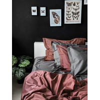 Постельное белье Homely Grey + Redbrown (евро наволочка 50x70)