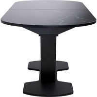 Кухонный стол Аврора Корсика фотопечать 120-151.5x80 (мрамор черный 9/черный матовый)