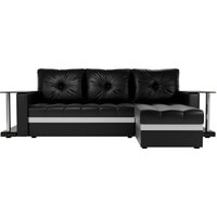 Угловой диван Craftmebel Атланта М угловой 2 стола (боннель, правый, черная экокожа)