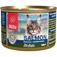 Консервированный корм для кошек Blitz Holistic Salmon & Shrimps (суфле с лососем и креветками) 200 г