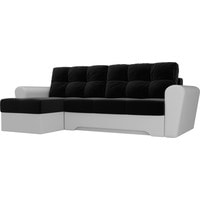Угловой диван Лига диванов Амстердам 35179 (левый, микровельвет/экокожа, черный/белый)