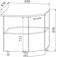 Шкаф напольный ДСВ Тренто СУ 850 левый (серый/серый)