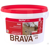 Лак Brava ВД-АК-2041 мебельный 11 л (бесцветный полуматовый)