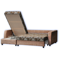 Угловой диван Домовой Визит-7 (угловой, коричневый/бежевый)