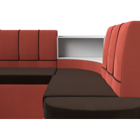 Угловой диван Лига диванов Тефида 114216 (микровельвет, коричневый/коралловый)