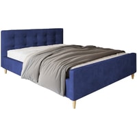 Кровать Настоящая мебель Pinko 90x200 (вельвет, с ПМ, синий)