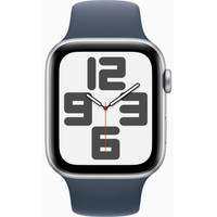 Умные часы Apple Watch SE 2 44 мм (алюминиевый корпус, серебристый/грозовой синий, спортивный силиконовый ремешок S/M)
