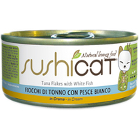Консервированный корм для кошек SushiCat Tuna Flakes with White Fish in Cream 70 г