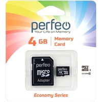 Карта памяти Perfeo microSDHC PF4GMCSH10AES 4GB (с адаптером)
