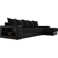 Угловой диван Лига диванов Дубай 105806 (правый, велюр/экокожа, черный/черный)
