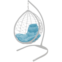 Подвесное кресло M-Group Капля Лори 11530103 (белый ротанг/голубая подушка)