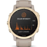 Умные часы Garmin Fenix 6S Pro Solar 42 мм (светло-золотистый, силикон)