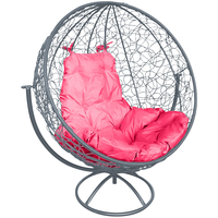 Кресло M-Group Круг вращающееся 11100308 (серый ротанг/розовая подушка)