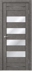 Dominika 106 90x200 (бетон серый, стекло лакобель черный)
