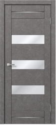 Dominika 104 40x200 (бетон серый, стекло лакобель черный)