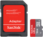 Ultra microSDHC UHS-I (Class 10) 16GB + адаптер (SDSDQUA-016G)