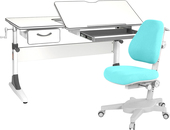 Study-120 парта + кресло + органайзер + ящик (белый/серый/голубой)