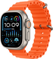 Watch Ultra 2 LTE 49 мм (титановый корпус, титановый/оранжевый, ремешок из эластомера)