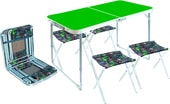 складной стол влагостойкий и 4 стула ССТ-К2/6 (зеленый/листья)