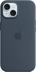 MagSafe Silicone Case для iPhone 15 (синий шторм)