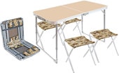 складной стол влагостойкий и 4 стула ССТ-К2/5 (кофе с молоком)