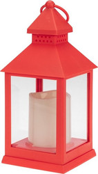 Декоративный фонарь красный 10.5х10.5х24 см 513-059 (теплый белый)