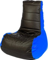 Кресло экокожа XXL (синий/черный)