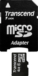 microSDHC (Class 6) 4 Гб + SD адаптер (TS4GUSDHC6)