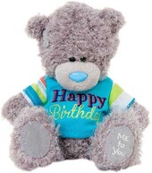 Мишка Teddy в синей майке Happy Birthday (18 см) [G01W3439]
