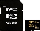 Elite Gold microSDHC SP016GBSTHBU1V1GSP 16GB (с адаптером)