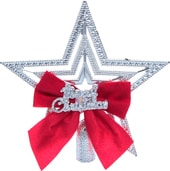 Рождество звезда с бантом 9.5 см (серебристый) 201-1098