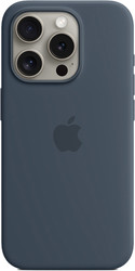 MagSafe Silicone Case для iPhone 15 Pro (синий шторм)