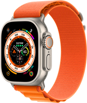 Watch Ultra LTE 49 мм (титановый корпус, титановый/оранжевый, текстильный ремешок размера M)