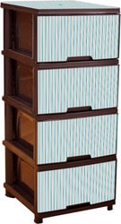 С декором на 4 ящика (темно-коричневый, полоски голубые)