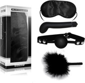 Deluxe Bondage Kit (маска, тиклер, кляп, G-вибратор) SM1013 Black