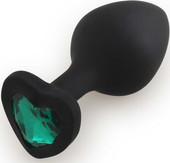 Silicone Butt Plug Heart Shape Medium черный/темно-зеленый 39812