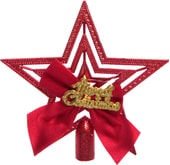 Рождество звезда с бантом 9.5 см (красный) 201-1099