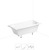 FreeDom 165x80 231102008 (встраиваемая ванна белый глянец, ножки, сифон-автомат золото)