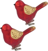 Птичка красная с золотыми крыльями 2 шт