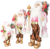 Дед Мороз в розовой шубке с подарками и посохом MT-21850-30