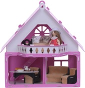 Дачный домик Варенька с мебелью 000256 (белый/розовый)