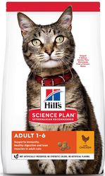 Science Plan Adult 1-6 Chicken для взрослых кошек для поддержания жизненной энергии и иммунитета, с курицей 1.5 кг