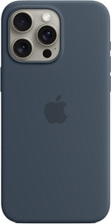 MagSafe Silicone Case для iPhone 15 Pro Max (синий шторм)