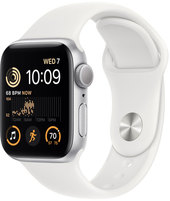 Apple Watch SE 2 40 мм (алюминиевый корпус, серебристый/белый, спортивные силиконовые ремешки S/M + M/L)