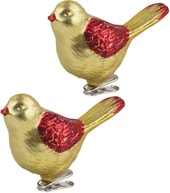 Птичка золотая с красными крыльями 2 шт