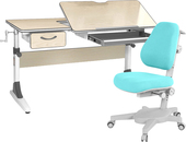 Study-120 парта + кресло + органайзер + ящик (клен/серый/голубой)